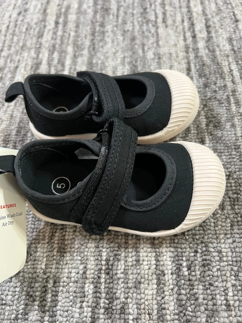 Cat & Jack -  Black Mary Jane Sneakers with White Toe Cap Size 5